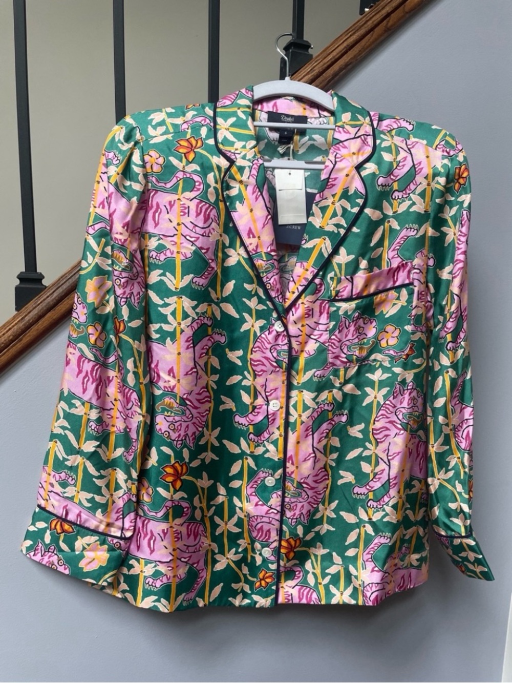 Silky Printed Green & Pink Pajama Jacket